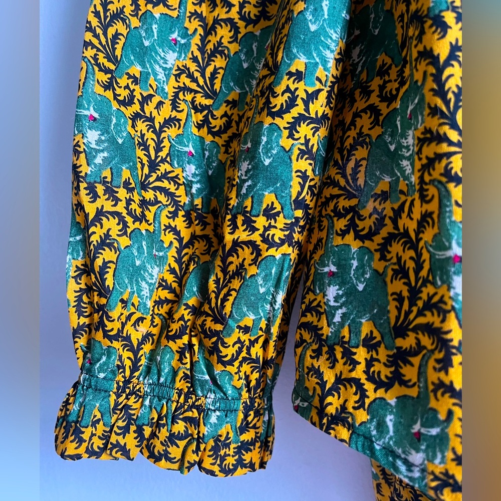 J. CREW Ruffled Elephant Print Blouse - Picture 11 of 15